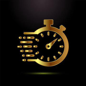 A golden fast stopwatch icon representing quick time and rapid speed measurement.
