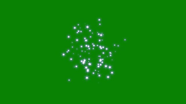twinkling cartoon stars and glitter FX, flat smoke bursts particle magic tail sparkling glitter star loop animation.glitter stars particles blast animation. green screen background,4k video