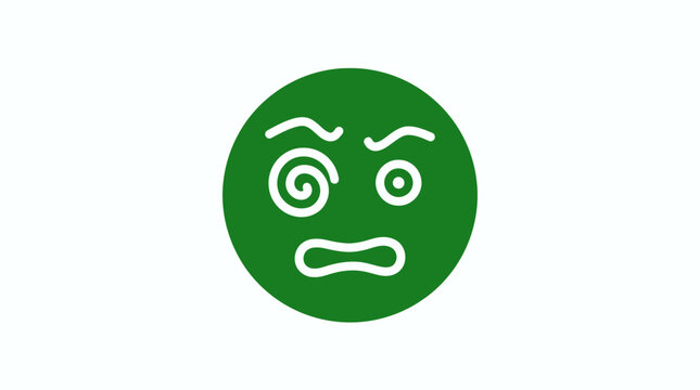 A green emoticon with a worried face shows concern and anxiety.