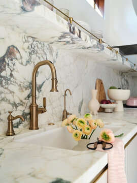 Detail kitchen faucet and counter