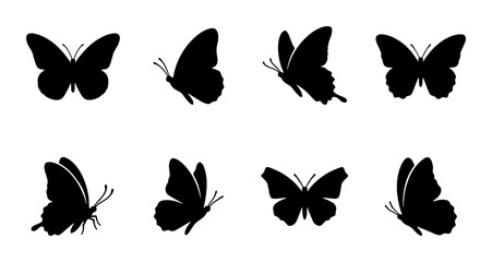 Butterfly Silhouettes Collection, Insect Vector Icons, Winged Creature Graphics, Nature Elements for Design © Farjana