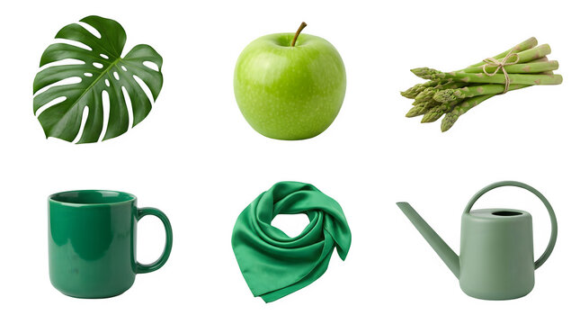 Green objects isolated on transparent background