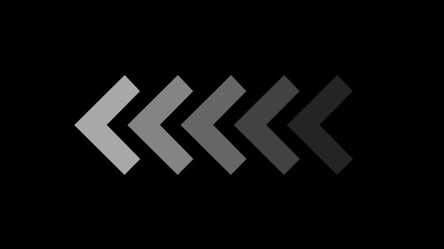 Minimalist white chevron arrow animation on black background, for ui motion, ui
