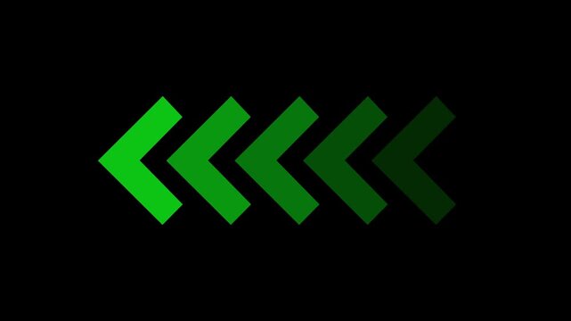 Minimalist green chevron arrow animation on black background, for ui pointer direction