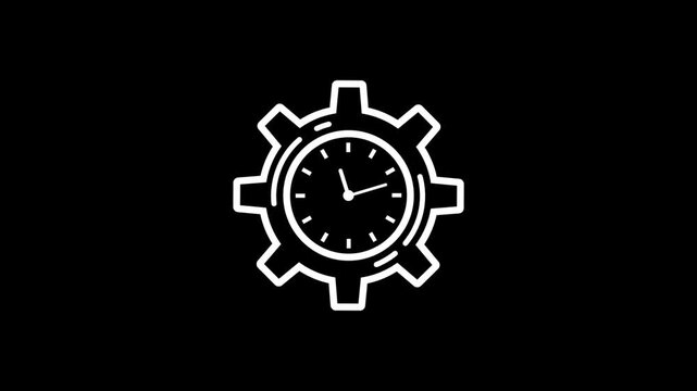 Clock Gear Interface Mockup Animation with White Background and Seamless Loop