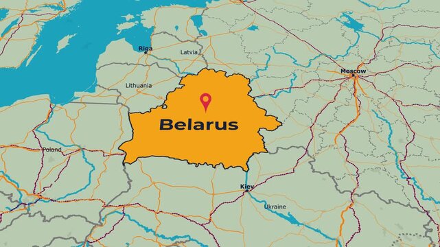Belarus Map Animation Locator Zoom 4K Motion Graphic