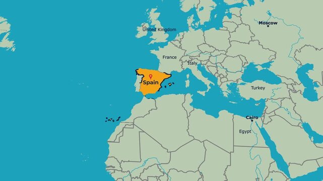 Spain Map Animation Locator Zoom 4K Motion Graphic
