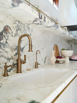 Detail kitchen faucet and counter
