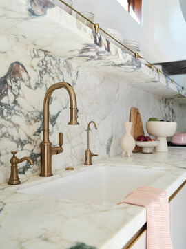 Detail kitchen faucet and counter