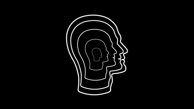Silhouette of a Human Head with Overlapping Profiles in Monochrome