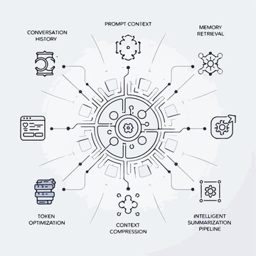 Context Management Architecture with Memory Retrieval, Token Optimization, and Intelligent Summarization Flow