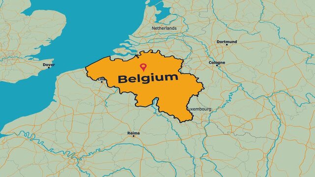 Belgium Map Animation Locator Zoom 4K Motion Graphic
