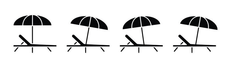 Beach Chair and Umbrella Icon Set Vector Illustration Collection © habibullah990