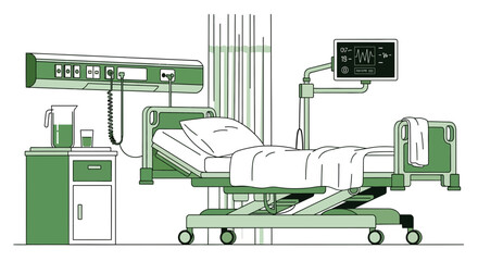 Fototapeta premium Hospital Room Illustration Featuring Medical Equipment: Healthcare Setting