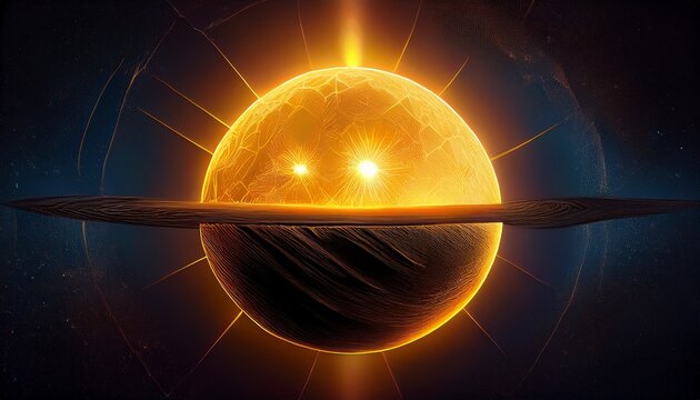 golden sun partially hidden behind dark celestial body