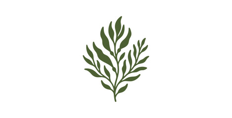 Fototapeta premium Minimalist Botanical Leaf Sprig Vector
