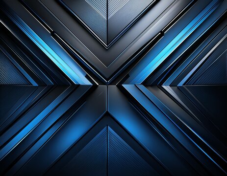 an abstract geometric background with sharp lines creating a futuristic and technological visual with deep blues and blacks