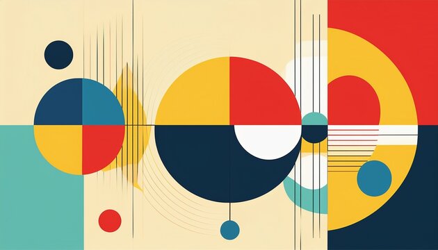 geometric minimal pattern simple circle shapes modern background bauhaus style abstract swiss banner design