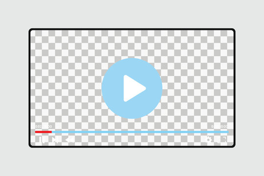 Video player interface with play button timeline and controls on transparent background.