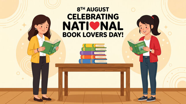 Two girls celebrating national book lovers day with books