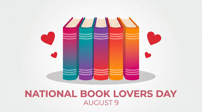 Colorful books celebrating national book lovers day illustration