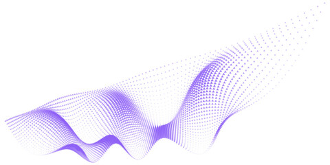 Fototapeta premium Purple abstract wave background, flowing halftone dot pattern vector, elegant violet curved lines for corporate presentation and tech branding