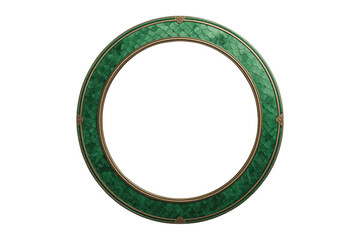 Fototapeta premium Ornate round frame with emerald green dragon scale texture and golden border, creating a fantasy or mythical aesthetic