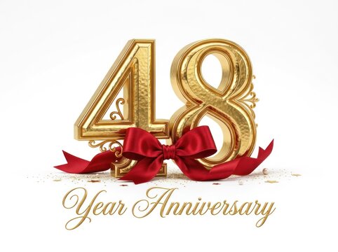 Golden 48 Year Anniversary Celebration with Red Bows.