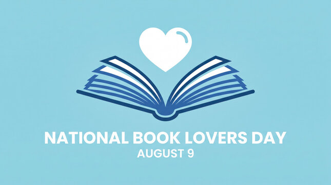 National book lovers day illustration with open book and heart
