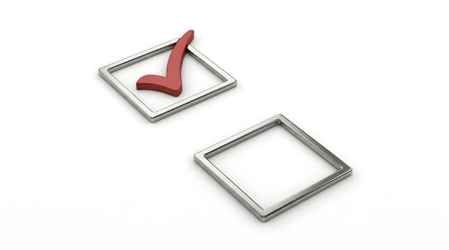 Two metallic checkbox frames with one checked