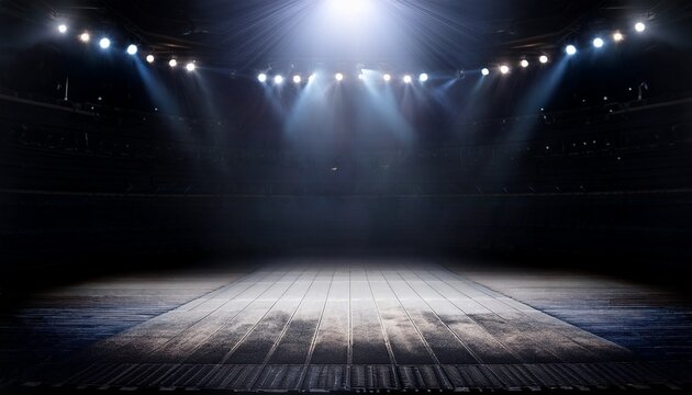 dark and dramatic empty stage with spotlight illumination for presentations