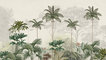 Tropical Plam Trees Mural Wallpaper © kalakarilife