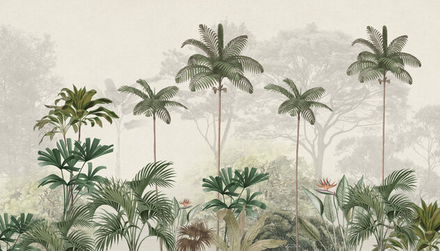 Tropical Plam Trees Mural Wallpaper
