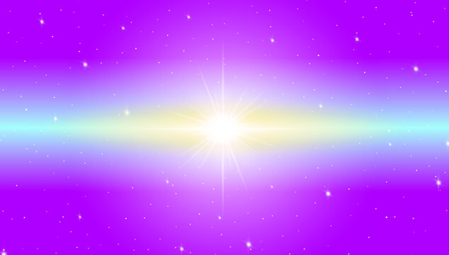 Vibrant purple starry space background with glowing horizontal light burst