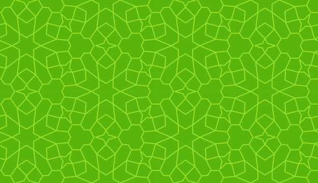 Green islamic geometric seamless pattern, background in duotone pistachio color