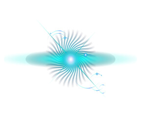 Obraz premium Blue spiral design with glowing center and curved lines on white background abstract graphic element for creative projects transparent background