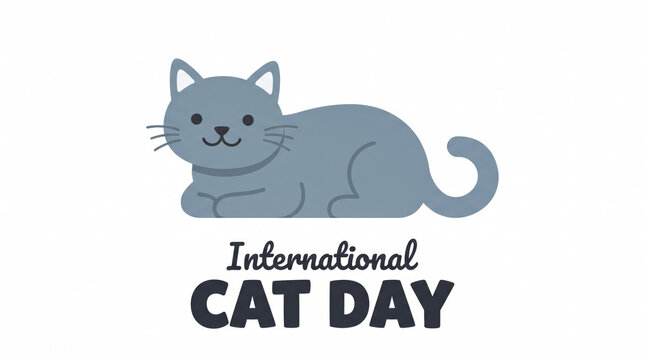 Gray cat icon celebrating international cat day
