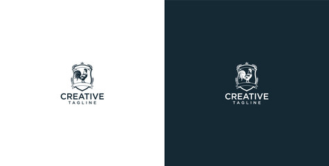 Elegant Rooster Crest Emblem Logo Design Featuring a Sophisticated Farm Animal Shield Icon for Premium Agricultural Branding and Professional Poultry Farm Identity © micky_adb02