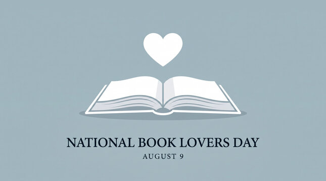 National book lovers day illustration with open book and heart