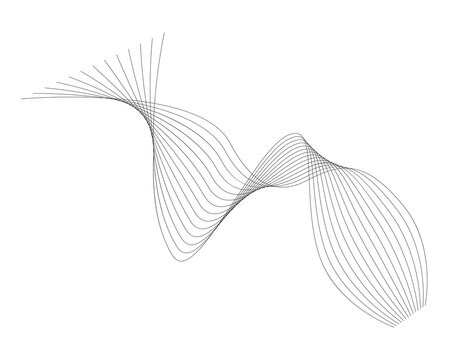 Abstract wave lines pattern flowing curves and bends in smooth motion graphic design element isolated on white background transparent background