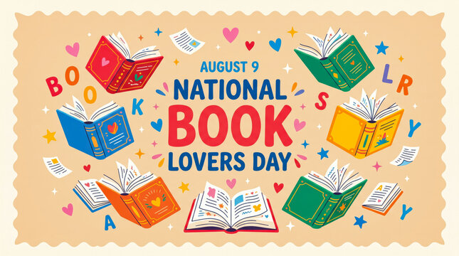 Bright national book lovers day celebration vector illustration