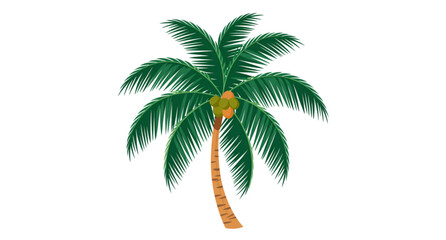 Tropical palm tree with green leaves and brown trunk standing upright Vector © MST SUETI