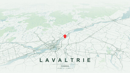 Minimalist vector map of Lavaltrie, Quebec. High-quality scalable illustration of Lavaltrie geographic boundaries within the D'Autray regional county, Saint Lawrence River shoreline for posters design © AliRza