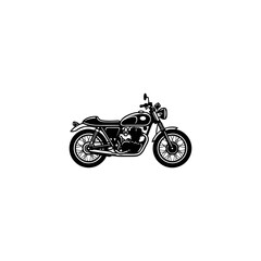 Obraz premium Detailed black vector illustration of a vintage classic cafe motorcycle