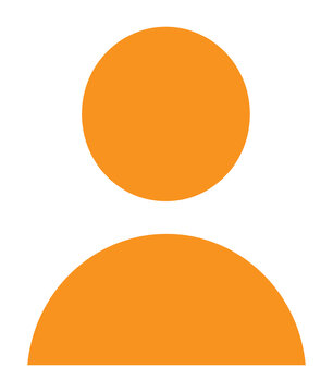 Minimalist orange user profile icon isolated on transparent background. Simple flat design avatar for apps, websites, and digital interfaces. PNG