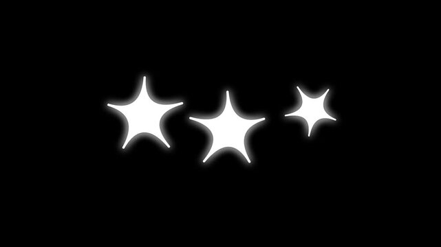 Twinkle Star Bright Twinkle Stars Blinking in Retro Style Vector Animation for Night Sky, blinking 2D doodle stars and glitter bursts, retro cartoon sparkle bursts, black screen background. 4k video