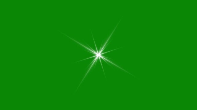 Twinkle stars light on Sparkle Star light effect, White Magic light stars line effect Night Sky, flat vector blinking shining light twinkling effect glowing on transparent green screen background. 4k