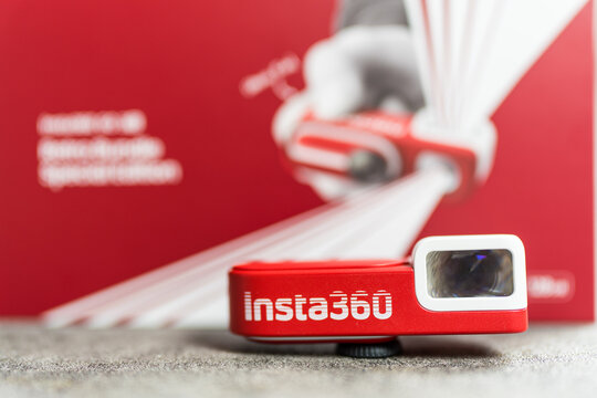 Bangkok, Thailand - July 16, 2026 : Insta360 GO 3S Retro Bundle Action Camera. A physical body that mimics a classic film camera