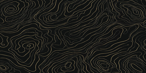 Abstract topographic lines pattern with gold and black metallic design topographic abstract geography background metallic geometric seamless elevation cartography luxurious wallpaper © MOHAMAD
