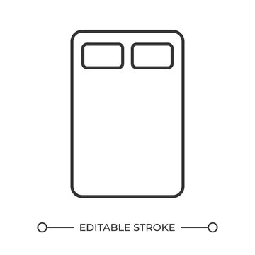 Space saving sleep solutions line icon. Micro furniture design. Ergonomic small bedroom. Interior schematic. Isolated vector illustration. Outline symbol. Simple linear drawing. Editable stroke